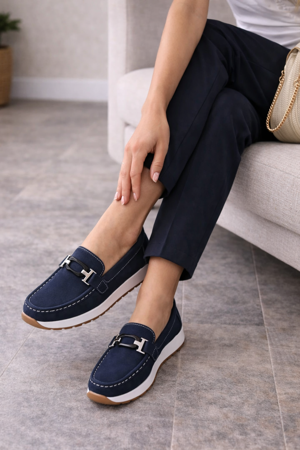 Women's Platform Loafers with Chain Detail - view 3