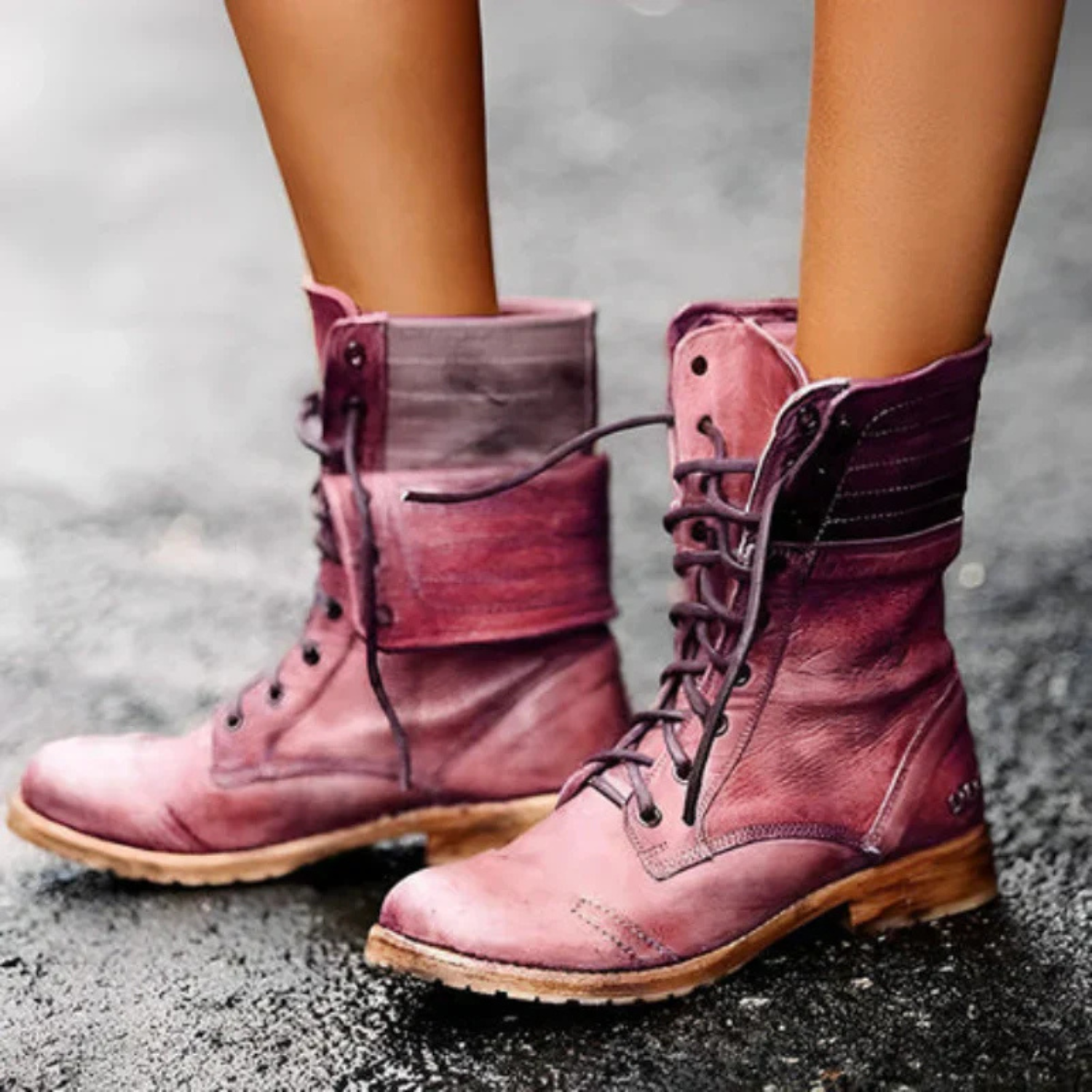 women's retro lace-up ankle boots - detail view