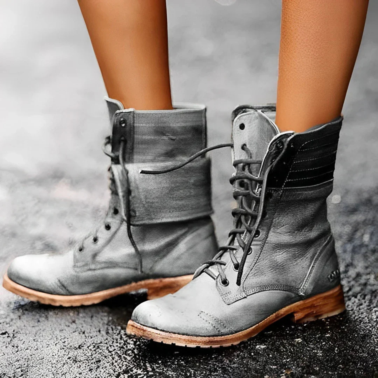 women's retro lace-up ankle boots - front view