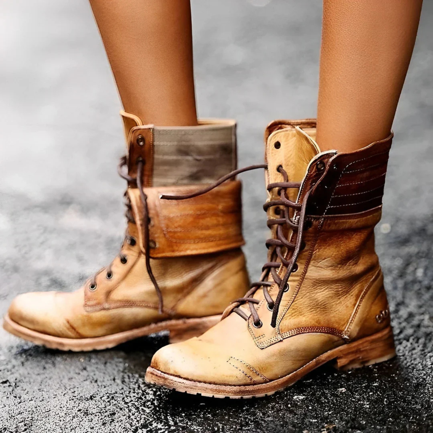 women's retro lace-up ankle boots - side view