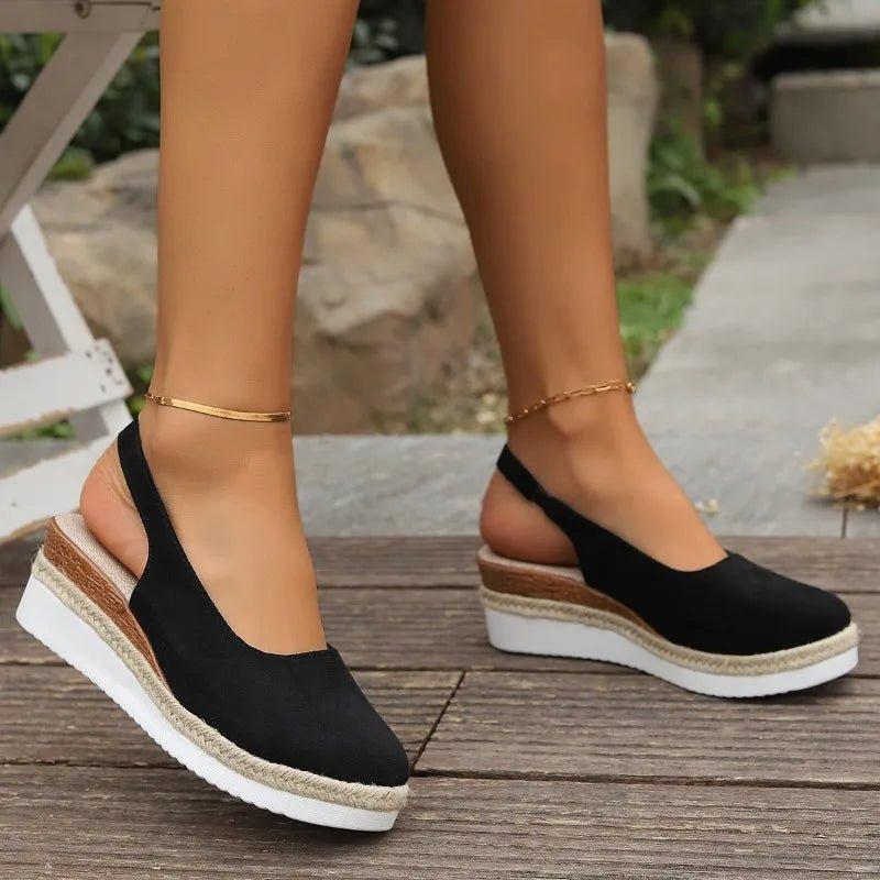 women's slip-on platform espadrille wedge shoes - side view