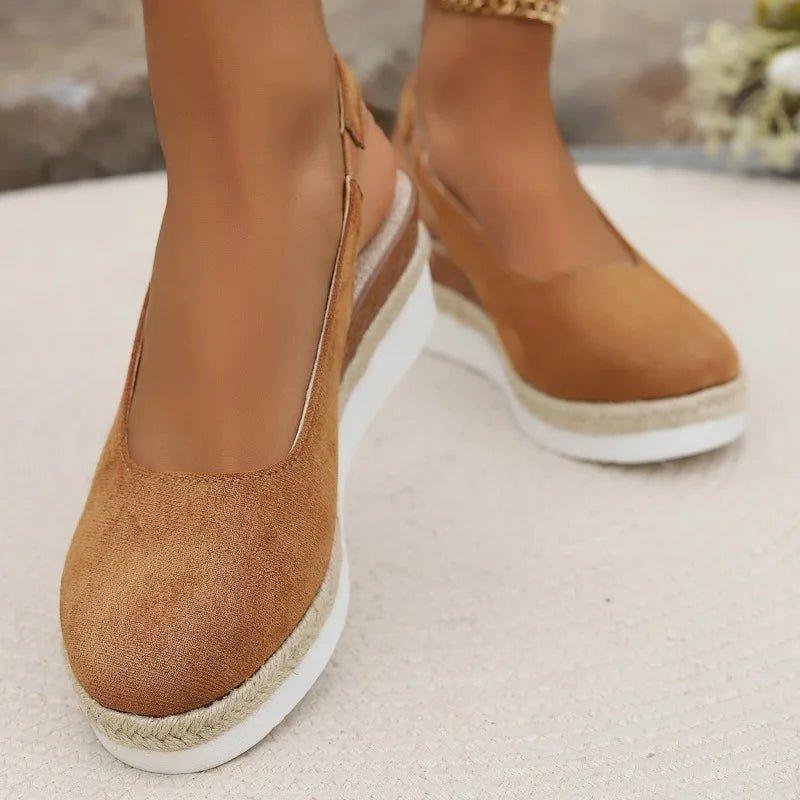 women's slip-on platform espadrille wedge shoes - platform detail