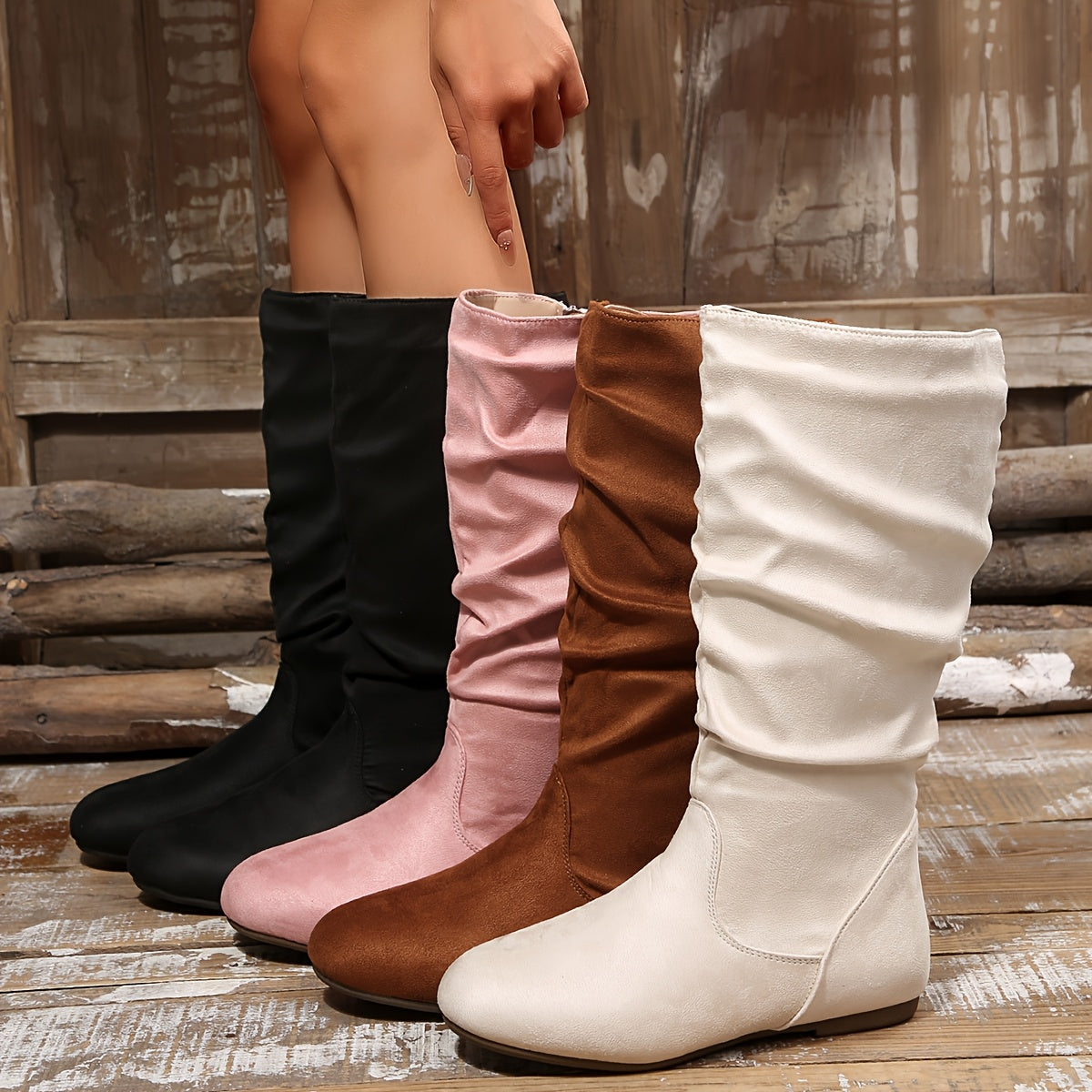 Women's Slouch Mid-Calf Boots with Side Zip - view 11