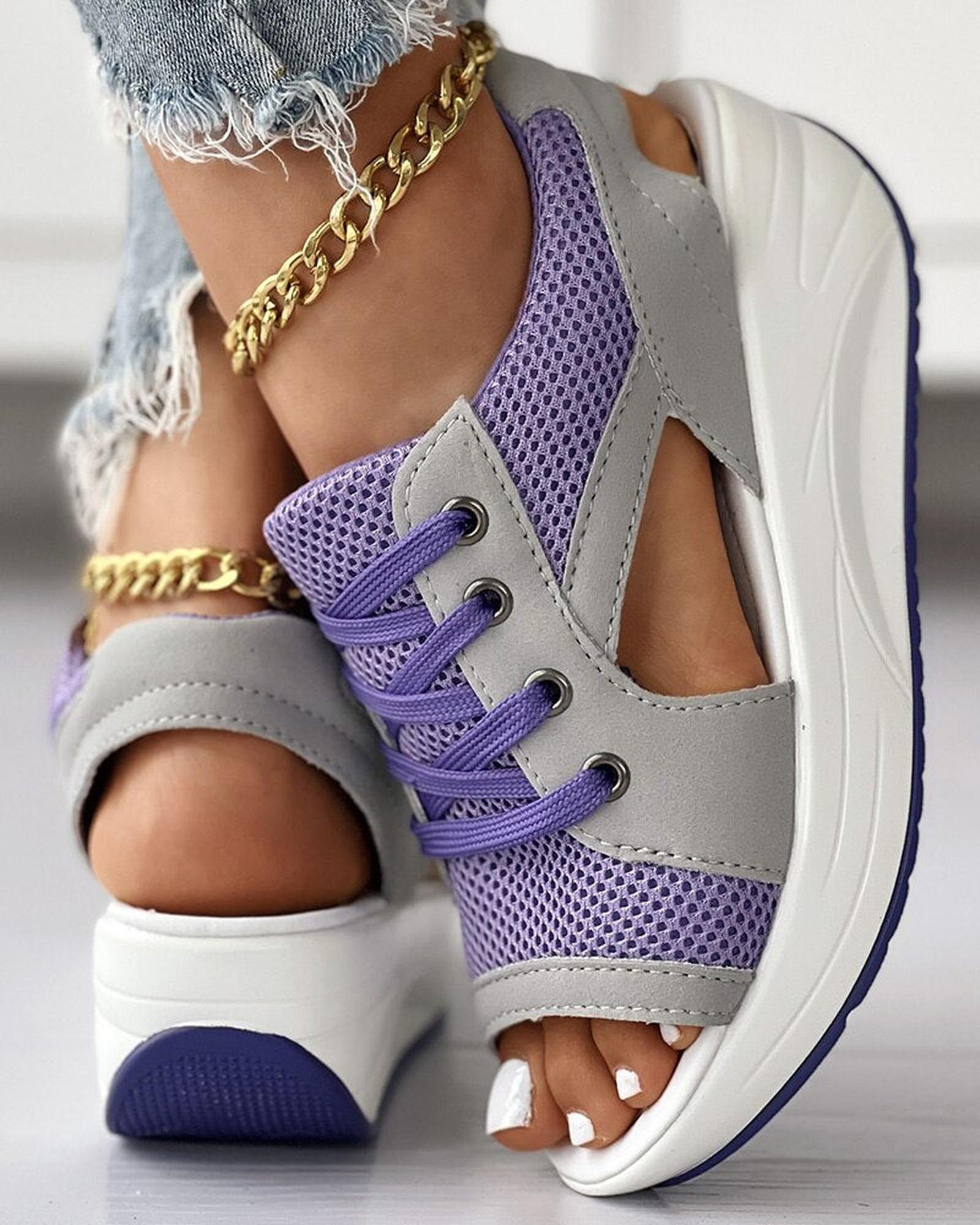 women's sporty lace-up espadrille sandals - lace detail