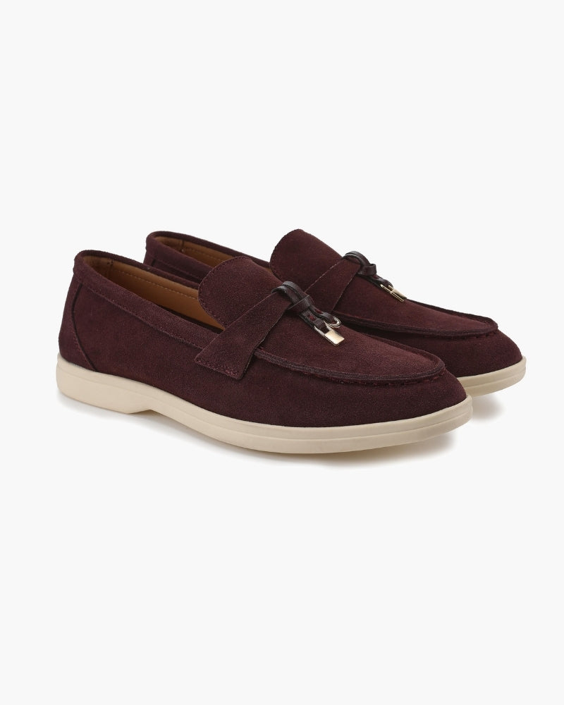 Women's suede loafers - close-up view