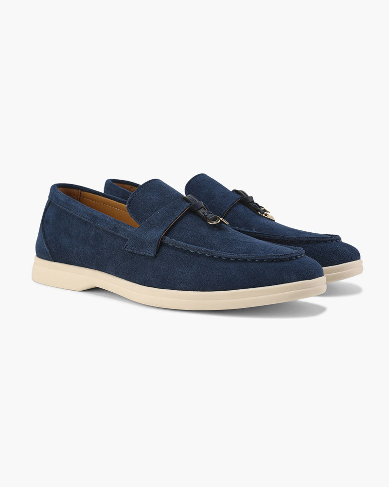 Women's suede loafers in Brown - front view