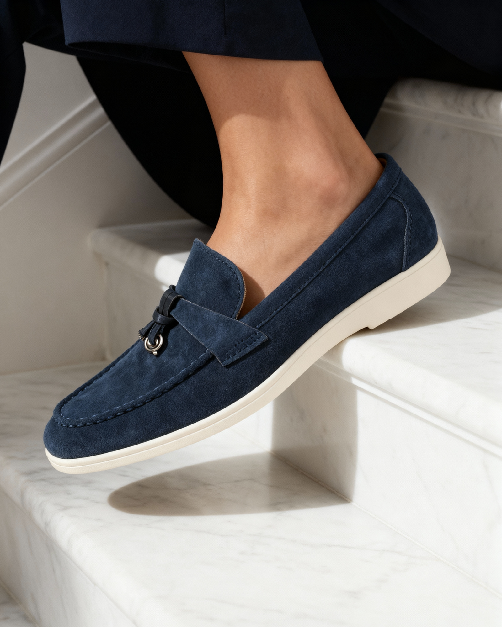 Women's suede loafers in Mocha - front view